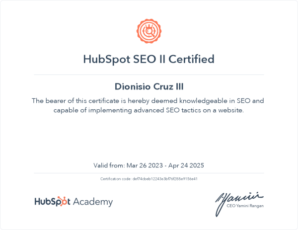 SEO II HubSpot Academy